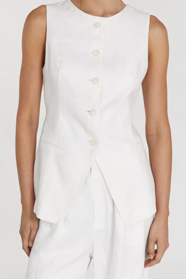 ALESSIA WHITE LINEN VEST | DISSH