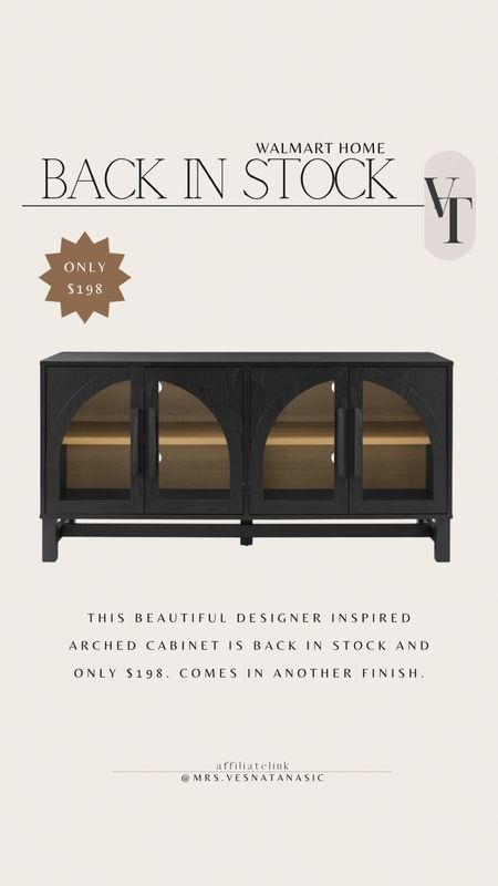 this beautiful designer inspired arched cabinet is back in stock and only $198. Comes in another finish. @walmart #walmartfinds #walmarthome #walmartdeals #walmart 

#LTKSaleAlert #LTKHome