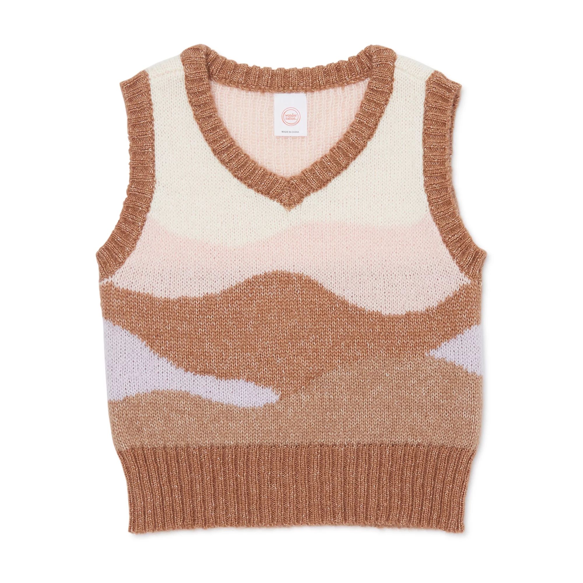 Wonder Nation Girls Knit Intarsia Sweater Vest, Sizes 4-18 | Walmart (US)