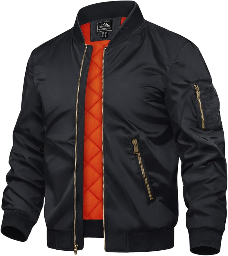TACVASEN Men's Jackets-Bomber Jacket Fall Winter Warm Windbreaker Full Zip Casual Padded Coats | Amazon (US)