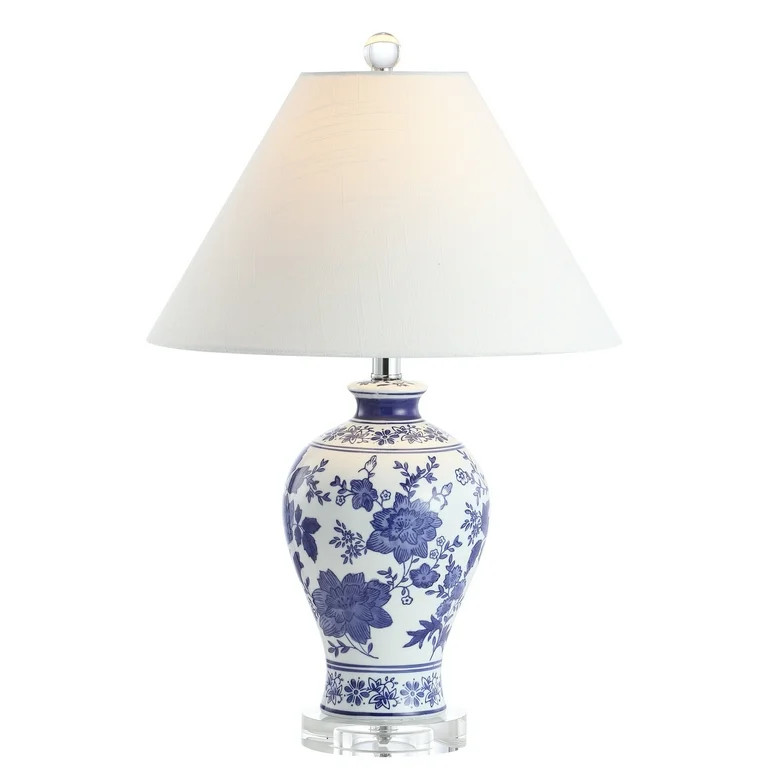 Song 21.5" Ceramic/Crystal Chinoiserie Floral LED Table Lamp, Blue/White | Walmart (US)