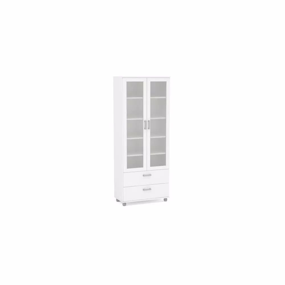 Quebec White China Cabinet with Glass Doors | The Home Depot