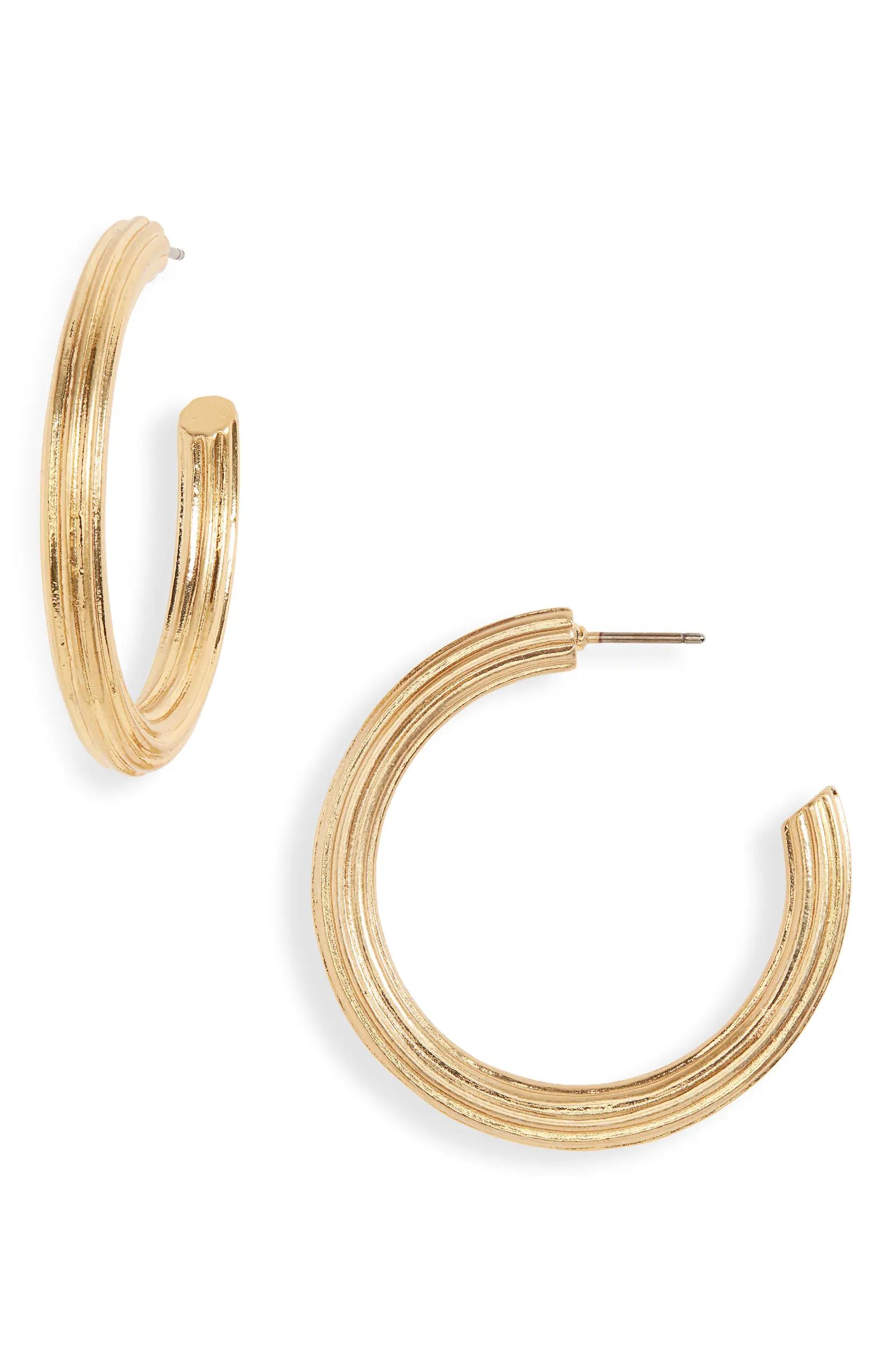 Large Ribbed Hoop Earrings | Nordstrom
