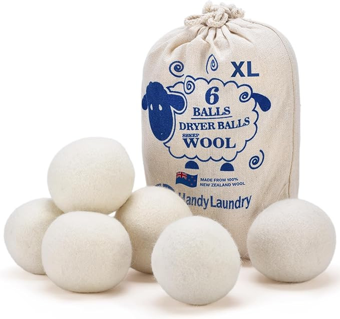 Handy Laundry Wool Dryer Balls - Natural Fabric Softener, Reusable, Reduces Clothing Wrinkles and... | Amazon (US)
