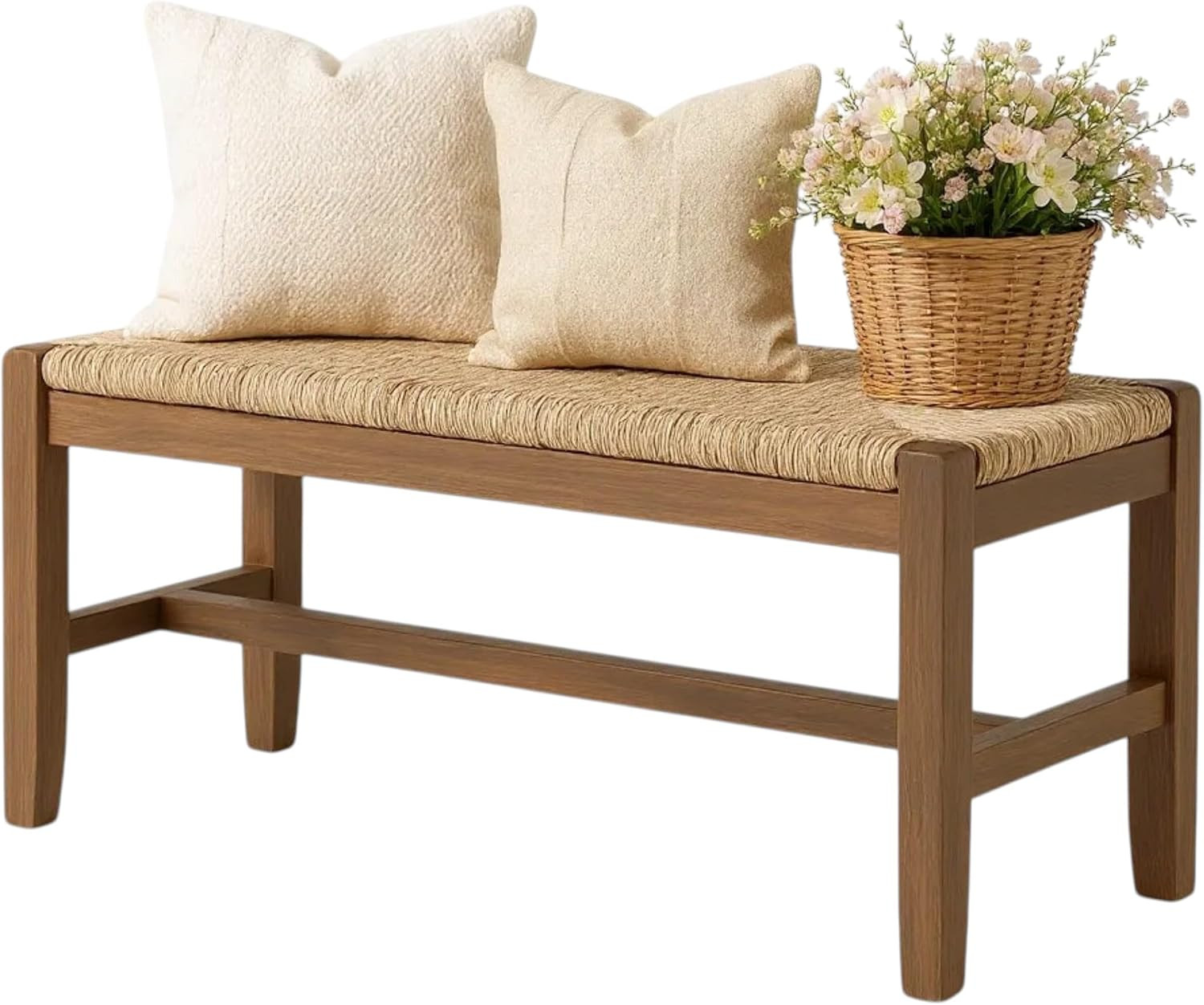 Alaterre Furniture Newport 40" Wood Bench with Rush Seat | Amazon (US)