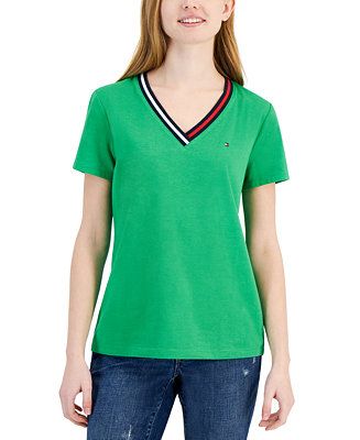 Tommy Hilfiger Women's V-Neck T-Shirt - Macy's | Macy's