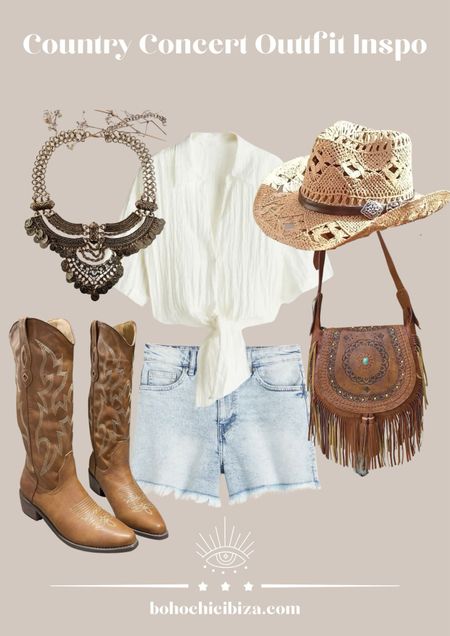 Country Concert Outfit Inspo | Bohochicibiza
•
Boho necklace, white top, cowboy hat, boho boots, shorts
•
Follow my shop on the LTK app to shop this post and get my exclusive app-only content! 🪬

#LTKstyletip #LTKfestival #LTKsummer
