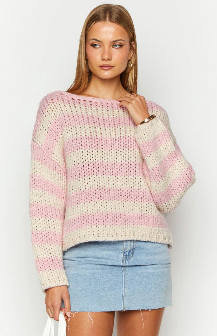 Bea Pink Striped Sweater | Beginning Boutique (US)