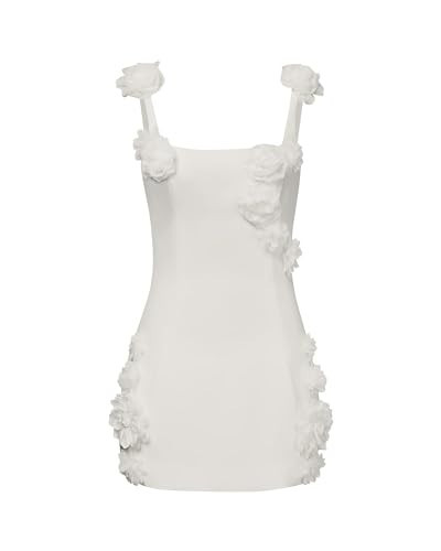 JW PEI Women's Elaina White Rosette Applique Mini Dress - White | Amazon (US)