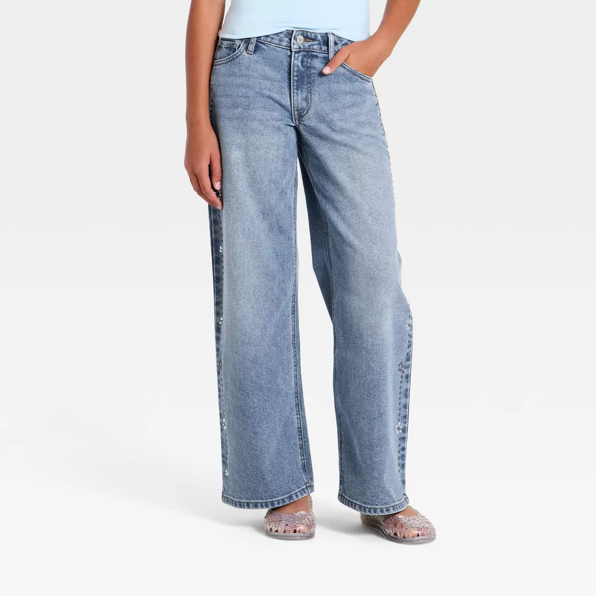 Girls' Mid-Rise Loose Jeans - art class\u2122 Medium Wash 12 | Target