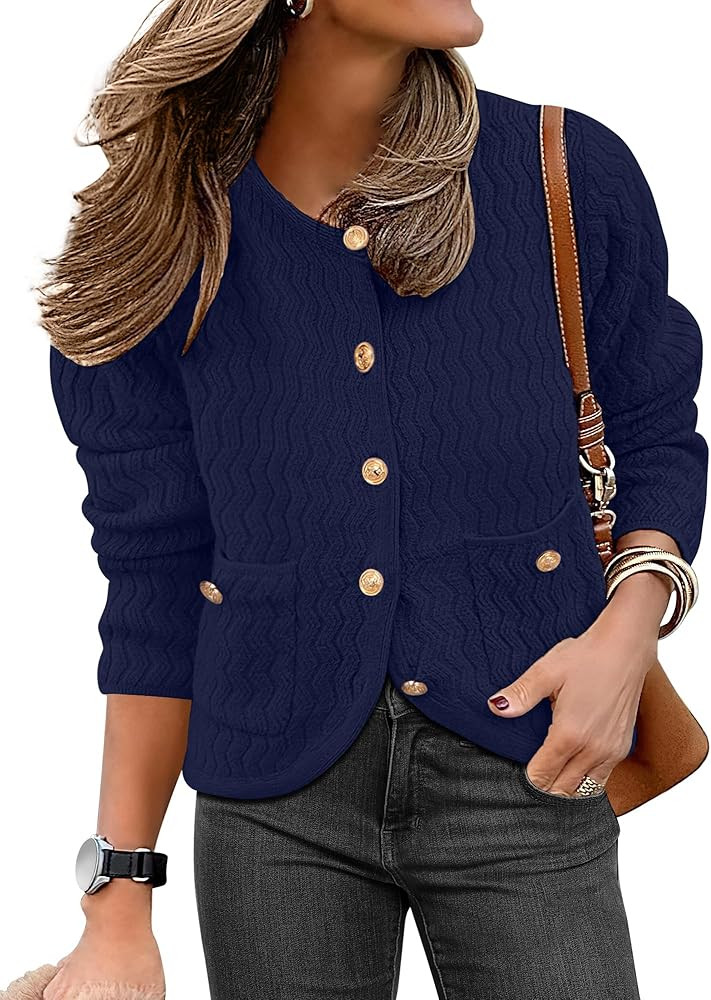 Caracilia Women's 2025 Fall Cardigan Sweaters Knitted Dressy Casual Jackets Trendy Outfits | Amazon (US)