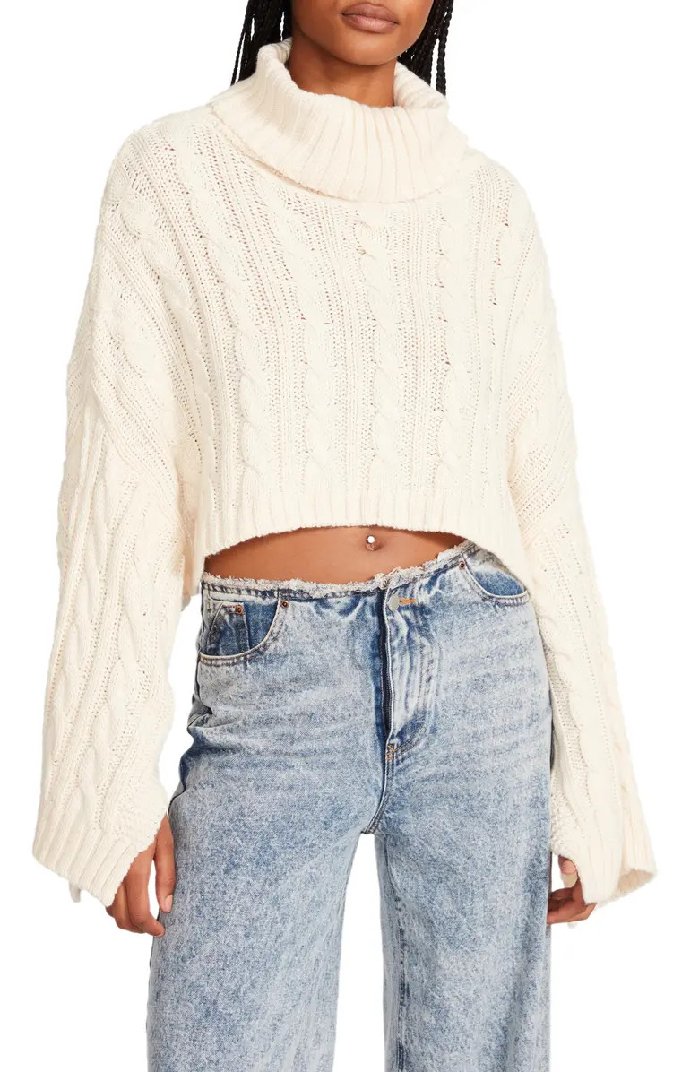 Steve Madden Sloane Turtleneck Crop Cable Sweater | Nordstrom | Nordstrom