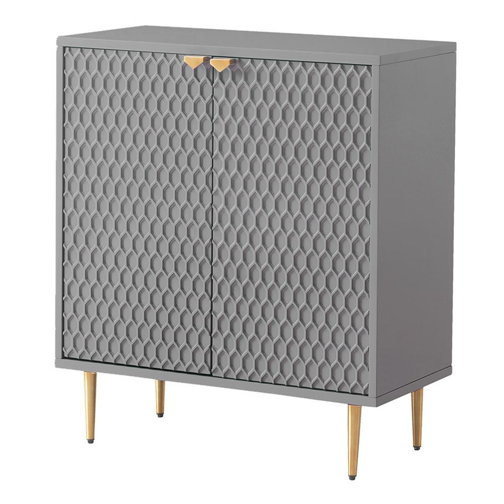 Boyel Living 31.5 in. x 15.75 in. x 31.5 in. Gray MDF Ready to Assemble 2-Door Accent Cabinet with G | The Home Depot