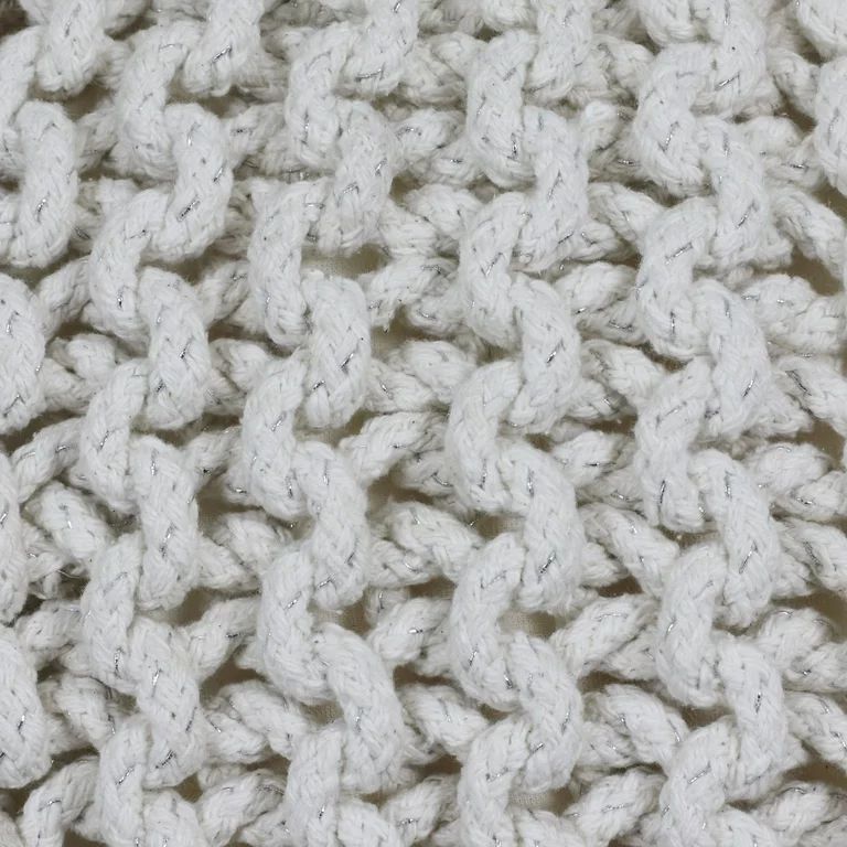 Decor Therapy Lurex Yarn Round Pouf, Off-White | Walmart (US)