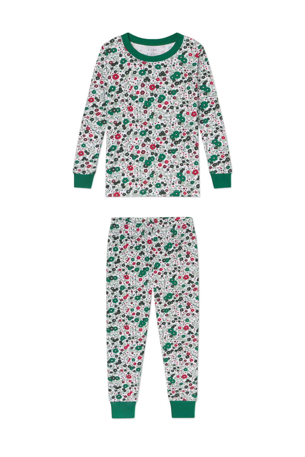 Kids Long-Long Set in Classic Green Vivian Floral | Lake Pajamas