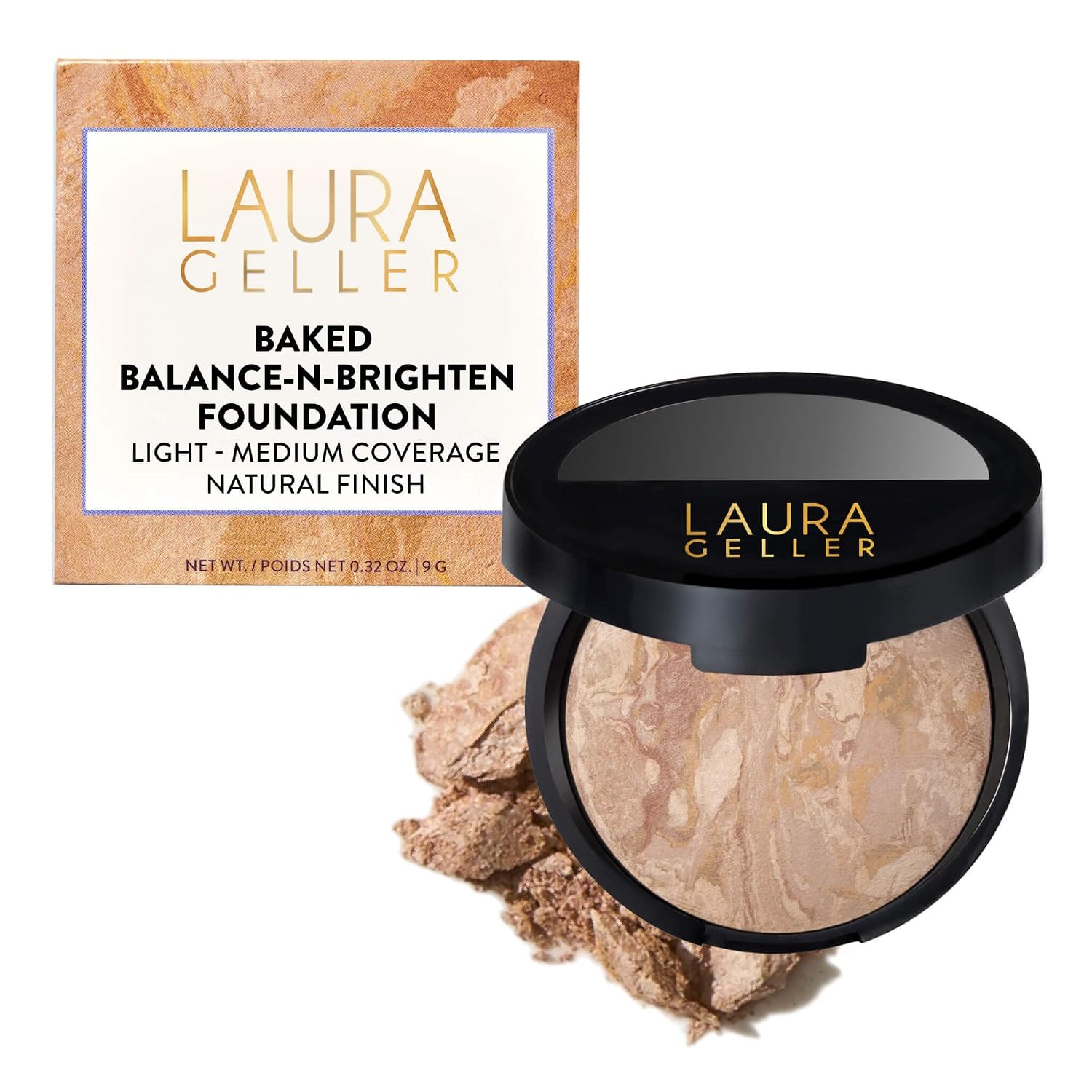 LAURA GELLER NEW YORK Award-Winning Baked Balance-n-Brighten Color Correcting Powder Foundation - Fair - Buildable Light to Medium Coverage - Demi-Matte Natural Finish | Amazon (US)