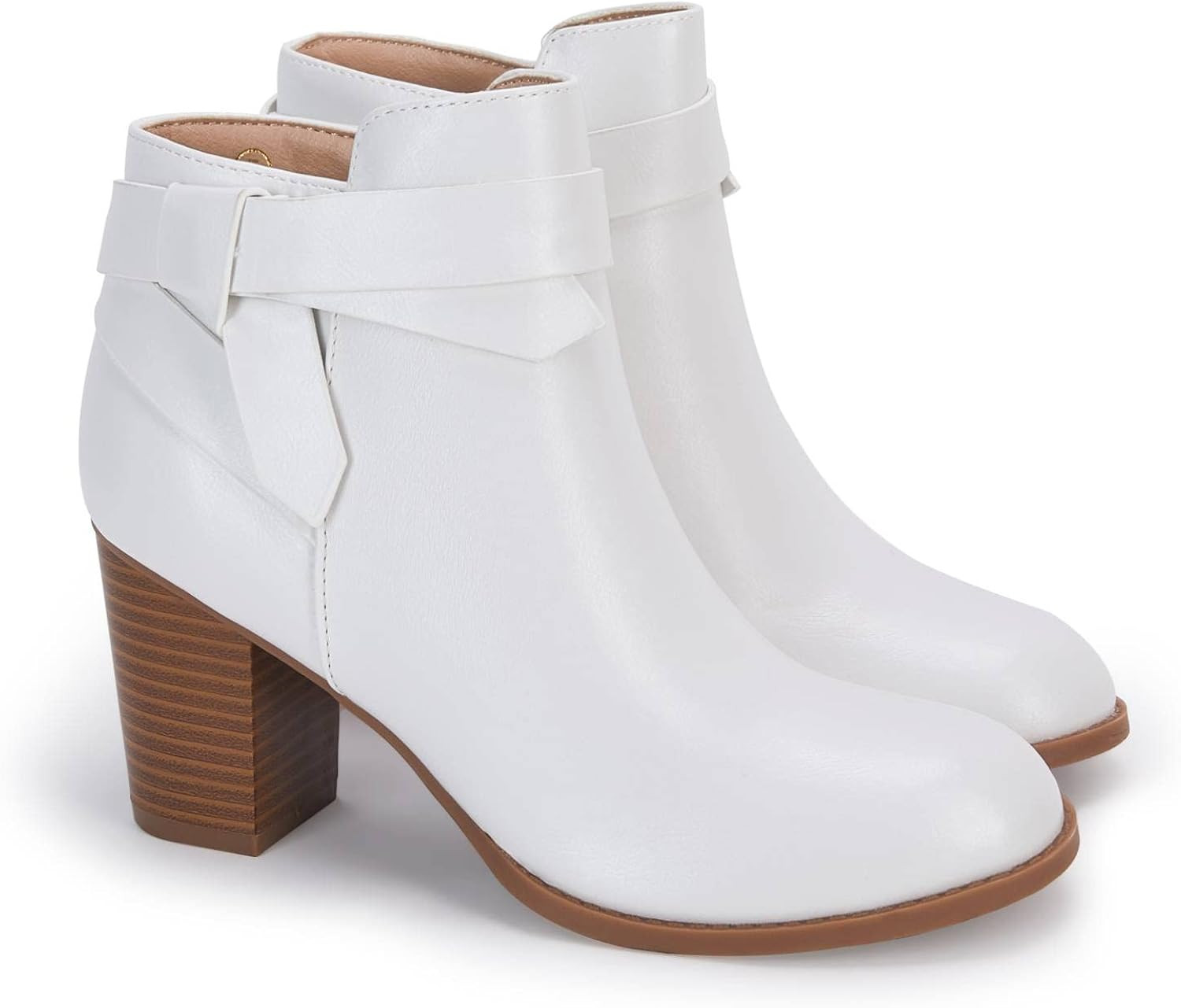 PiePieBuy Women's Tie Knot Chelsea Pump Ankle Boots Closed Toe Stacked Heel Booties Shoes | Amazon (US)