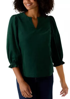 Women's Puff Sleeve Split Neck Top | Belk
