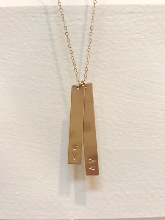 Double Bar Necklace, 14K Gold Fill, Rose Gold Fill or Sterling Silver, Gift for Mom, Two Bar Necklac | Etsy (US)