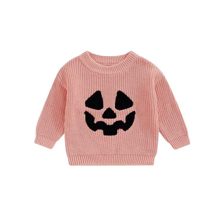 Toddler Baby Boy Girl Halloween Outfit Knit Chunky Pumpkin Sweaters Crew Neck Pullover Sweatshirt... | Walmart (US)