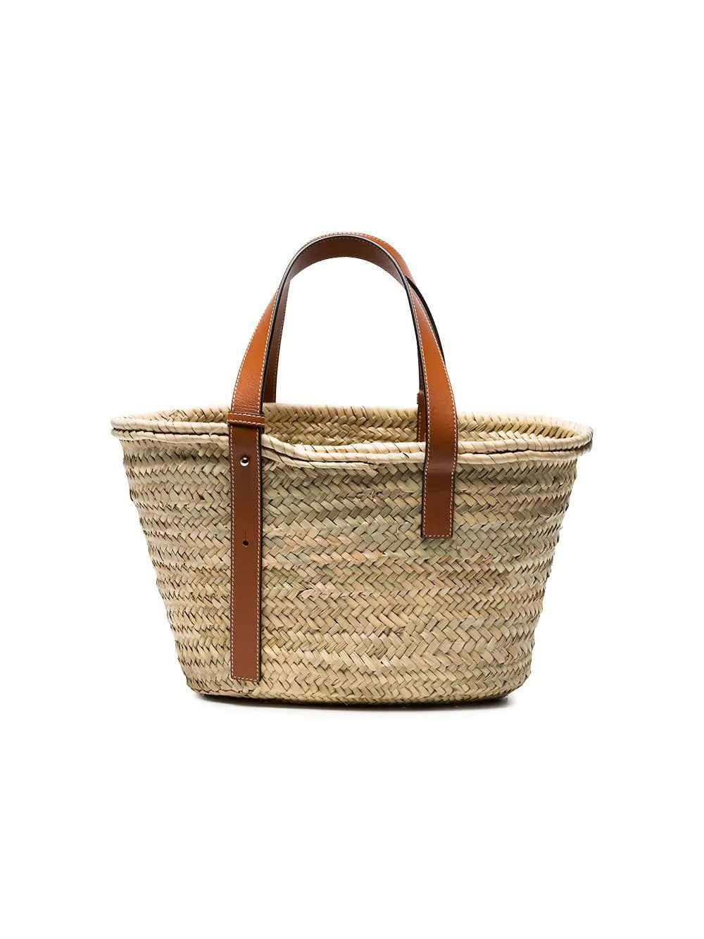 Medium Logo Straw And Leather Basket Bag | The Webster