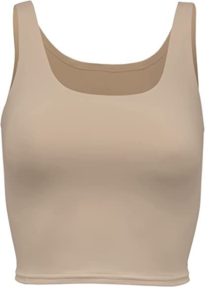 Almere Women's Double-Lined, Contour Tank Top, Sleeveless Crop Tank, Basic Tank Style Buttery Smooth | Amazon (US)