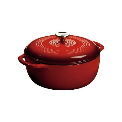 Lodge 6qt Cast Iron Enamel Dutch Oven Red: Enameled Cast Iron Pot, Stainless Steel Handle, Oven-Safe to 500°F | Target