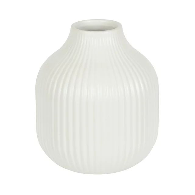 Better Homes & Gardens 6" Ribbed Ceramic Cream Vase | Walmart (US)