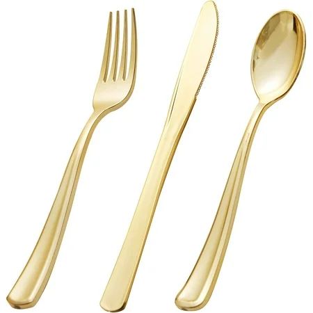 Gestal 600 Pieces Gold Plastic Silverware - Disposable Gold Utensils - Heavyweight Plastic Cutlery s | Walmart (US)