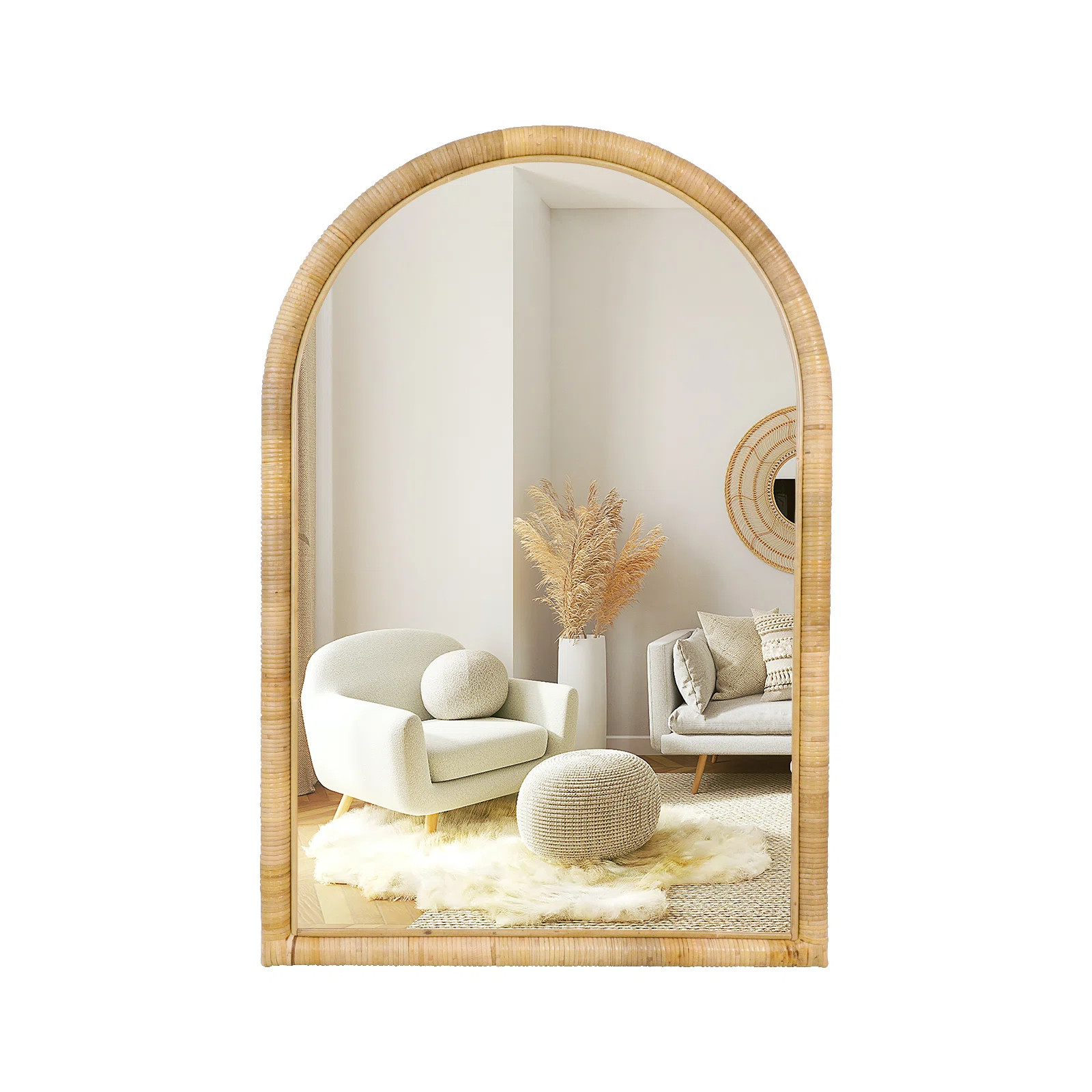 Bay Isle Home™ Elize Arch Handcrafted Rattan Wall Mirror, Natural Boho Décor Accent, For Livin... | Wayfair North America