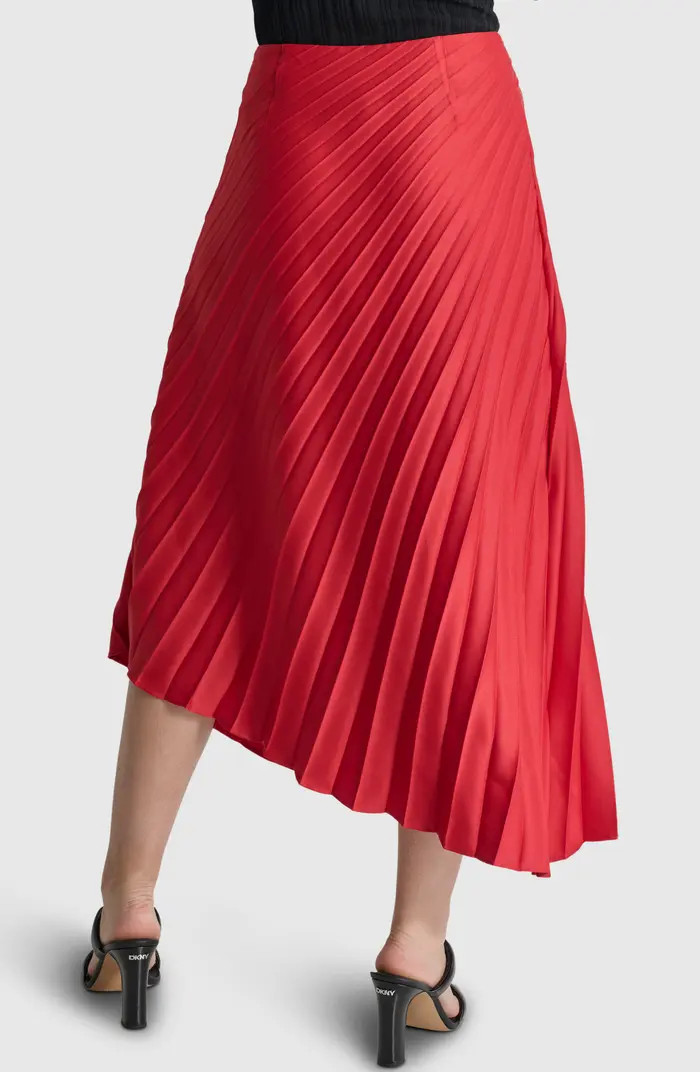 Asymmetric Hem Pleated Satin Skirt | Nordstrom
