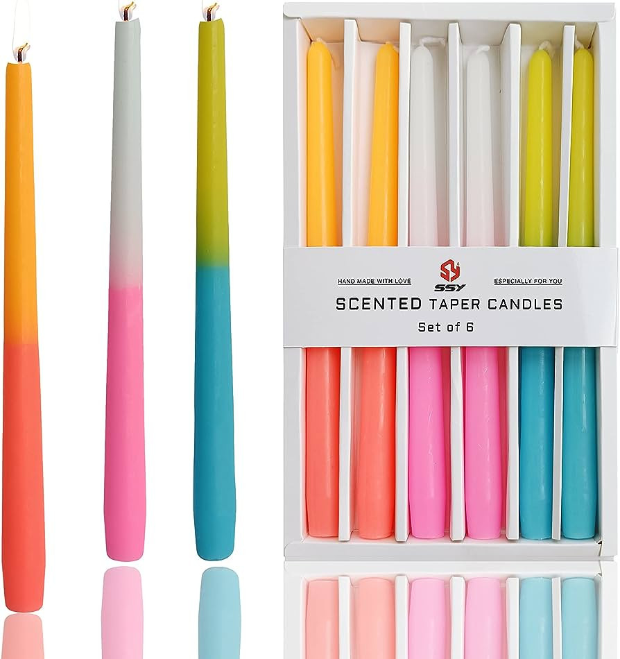 10 inch Roses Scented Taper Candle Sticks 6 PCS Aromatherapy Candles Gradient Colored Taper Candl... | Amazon (US)