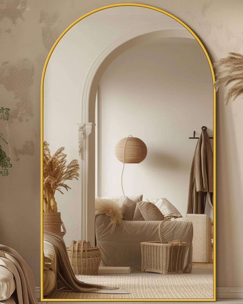 Full Length Mirror, 44"x76" Oversized Floor Mirror, Arched Full Body Mirror with Stand Large Floo... | Amazon (US)