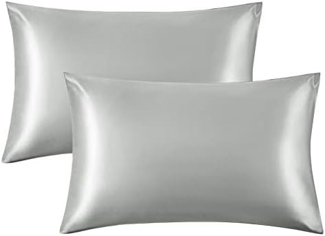 Bedsure Satin Pillowcase for Hair and Skin Queen - Silver Grey Silk Pillowcase 2 Pack 20x30 inche... | Amazon (US)