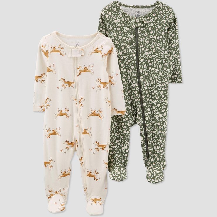 Carter's Just One You®️ Sage Baby Girls' 2pk Fox Sleep N' Play - Green | Target