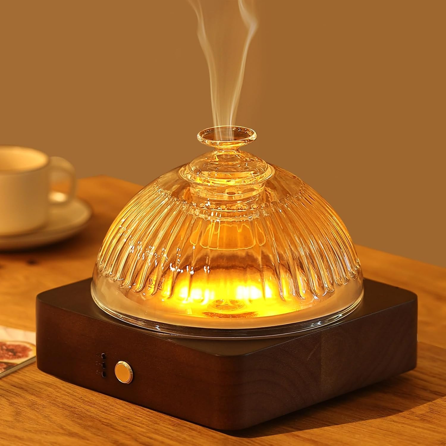 200ml Glass Dome Essential Oil Diffuser, Ultrasonic Aroma Diffusers with Glass Reservoir Wood Bas... | Amazon (US)