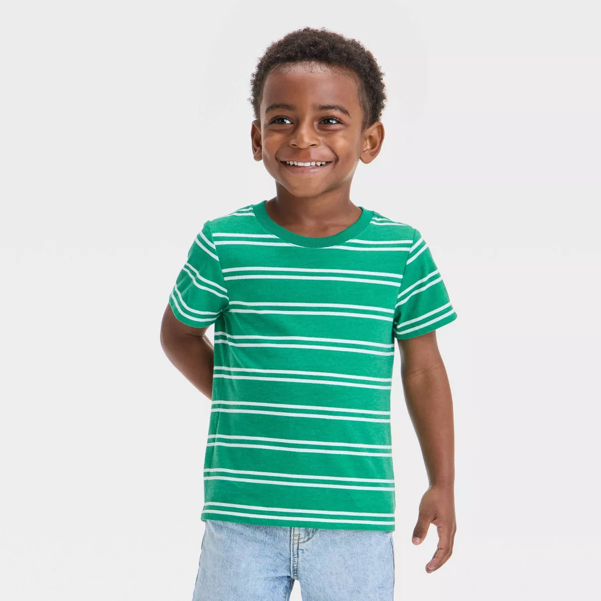Toddler Boys' Short Sleeve Striped T-Shirt - Cat & Jack™ Green | Target