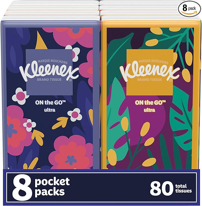 Kleenex On-The-Go Facial Tissues, 8 On-The-Go Packs, 10 Tissues per Box, 3-Ply (80 Total Tissues)... | Amazon (US)