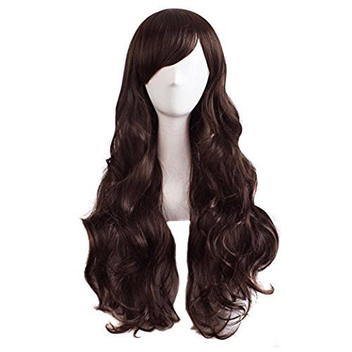 MapofBeauty Charming Women's Long Curly Full Hair Wig (Dark Brown) | Amazon (US)