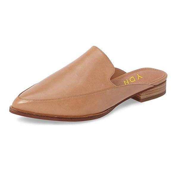 YDN Women Low Heels Mules Slip On Flats Loafers Pointy Toe Clogs Slide Slipper Shoes | Amazon (US)