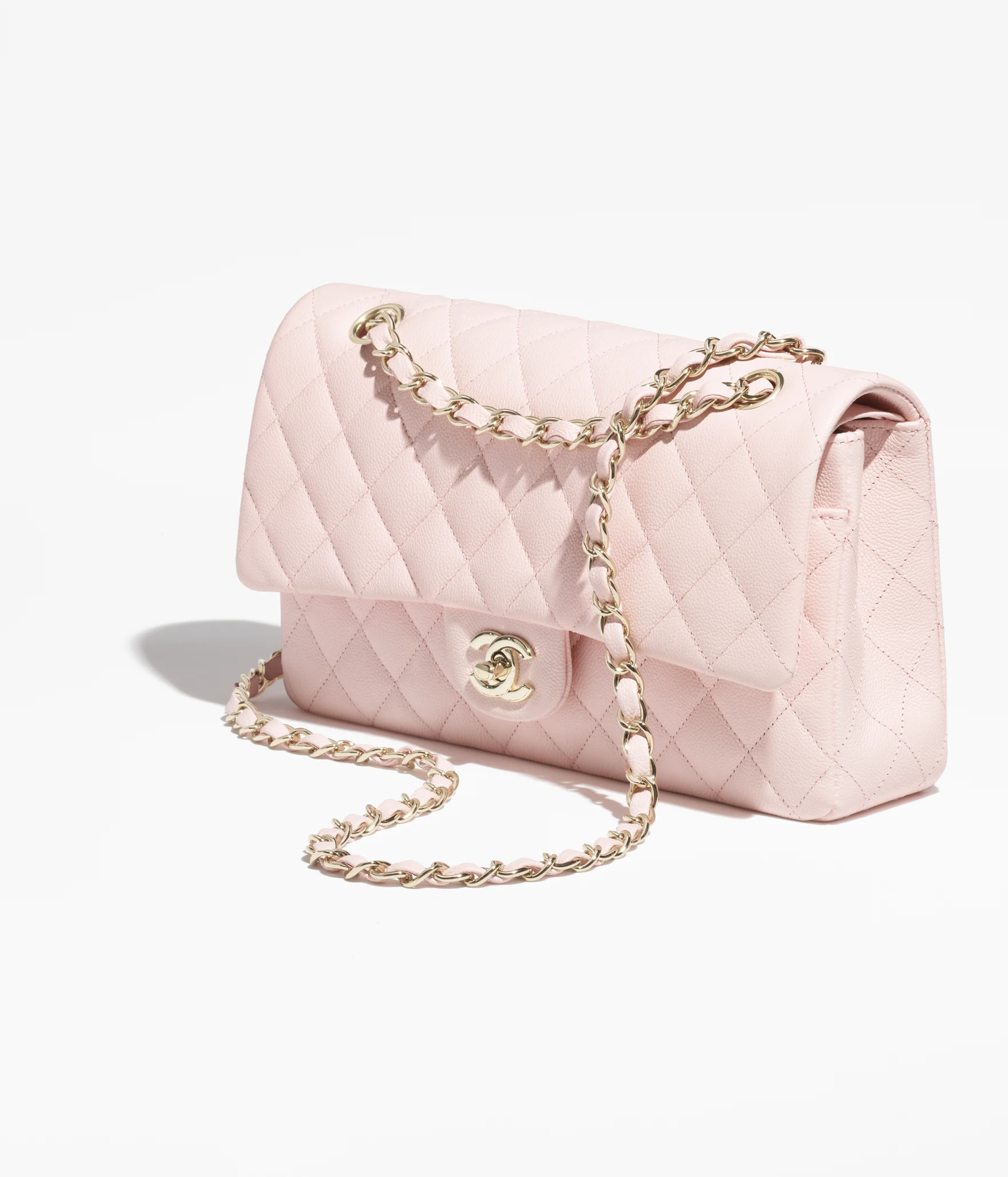 Classic 11.12 handbag, Grained shiny calfskin & gold-tone metal, light pink — Fashion | CHANEL | Chanel, Inc. (US)