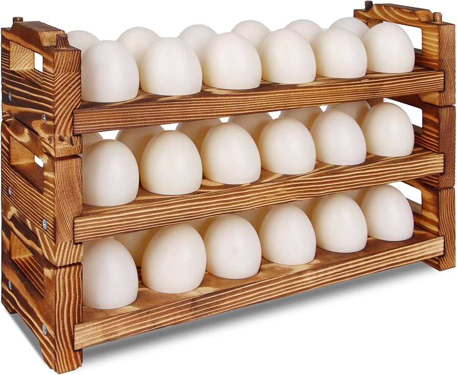 CVHOMEDECO. Wooden Egg Holder Fresh Egg Holders Countertop Firewood Egg Collecting Rack for Gathe... | Amazon (US)