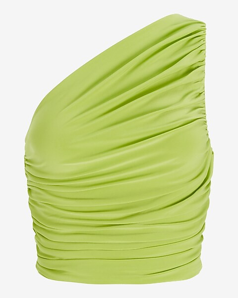 Matte Jersey Ruched One Shoulder Cropped Top | Express