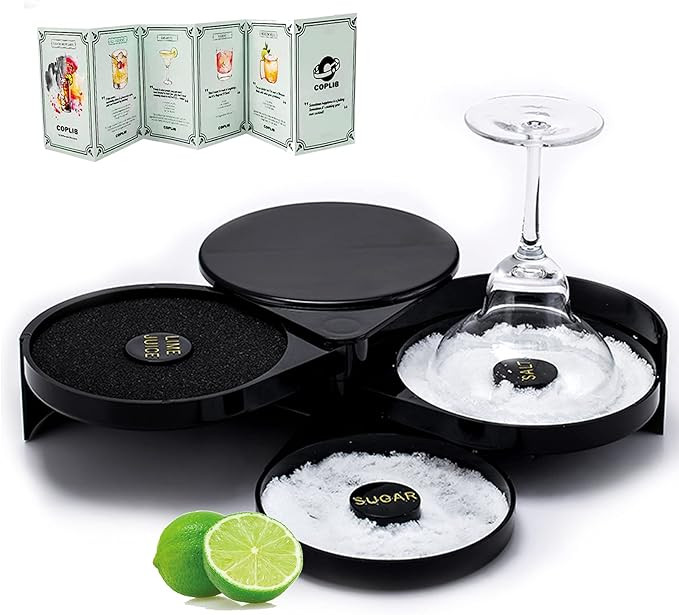 3-Tier Bar Glass Rimmer, Margarita Salter Bar Accessories with Cocktail Recipe Card for Bloody Ma... | Amazon (US)