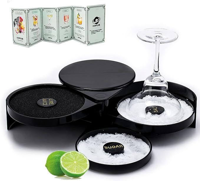 3-Tier Bar Glass Rimmer, Margarita Salter Bar Accessories with Cocktail Recipe Card for Bloody Ma... | Amazon (US)