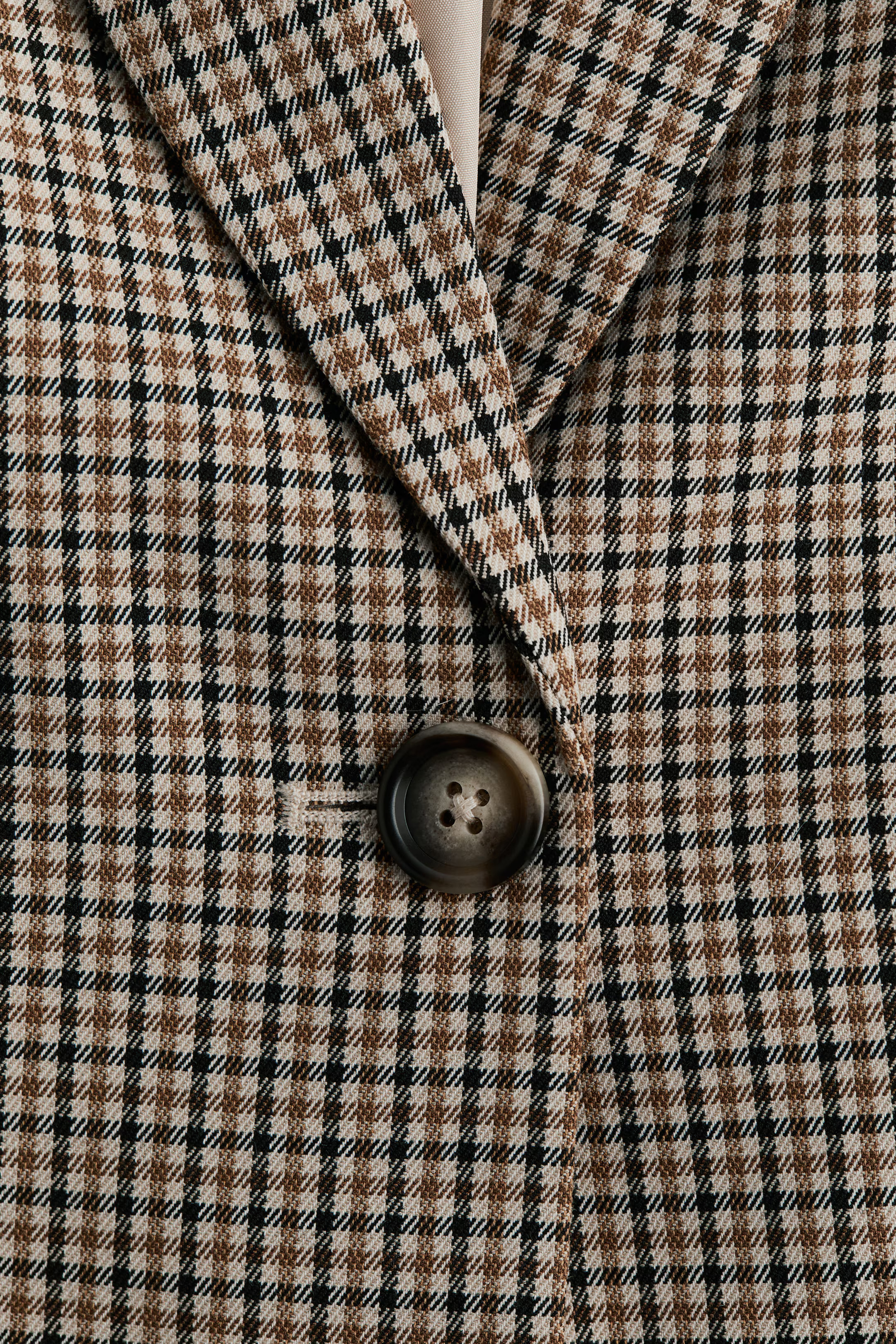 Loose-fit blazer - Beige/Checked - Ladies | H&M GB | H&M (UK, MY, IN, SG, PH, TW, HK)