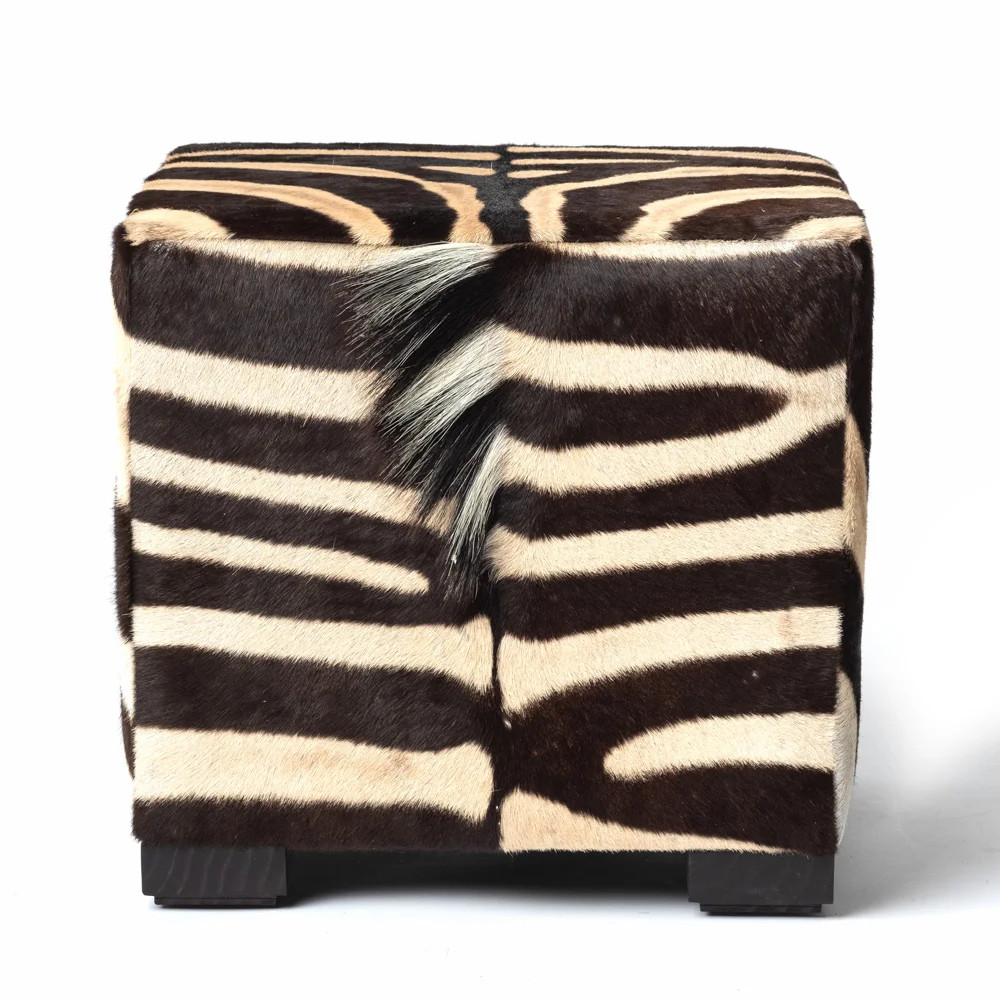 Zebra Hide Cube Ottoman | Perigold