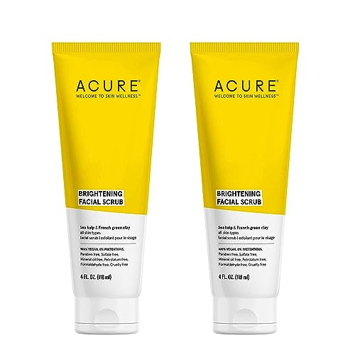 Acure Brightening Facial Scrub Duo Pack - 4 Fl Oz Each - 2 Pack - All Skin Types, Sea Kelp & French Green Clay - Softens, Detoxifies and Cleanses | Amazon (US)