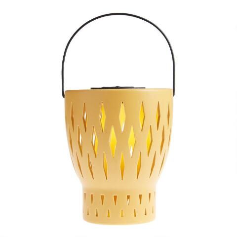 Yellow Diamond Ceramic Solar LED Lantern | World Market