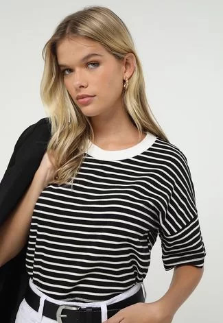 Blusa Hering Listrada Preta | Dafiti (BR)